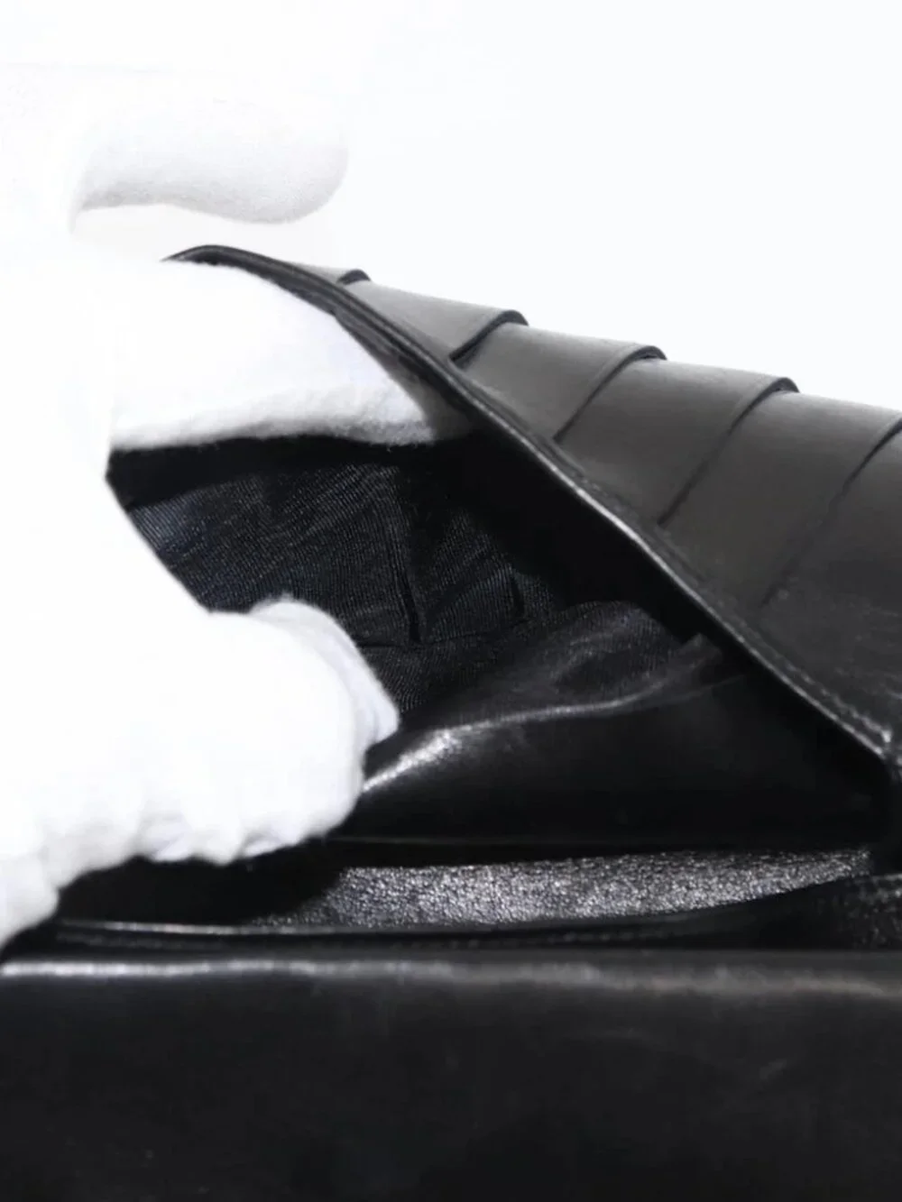 CHANEL Long Wallet Lamb Skin Black CC Auth am9206